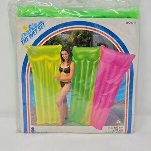 VINTAGE INTEX WET SET 59717 GREEN INFLATABLE POOL RAFT AIR MAT 72”X30" 2000 NOS